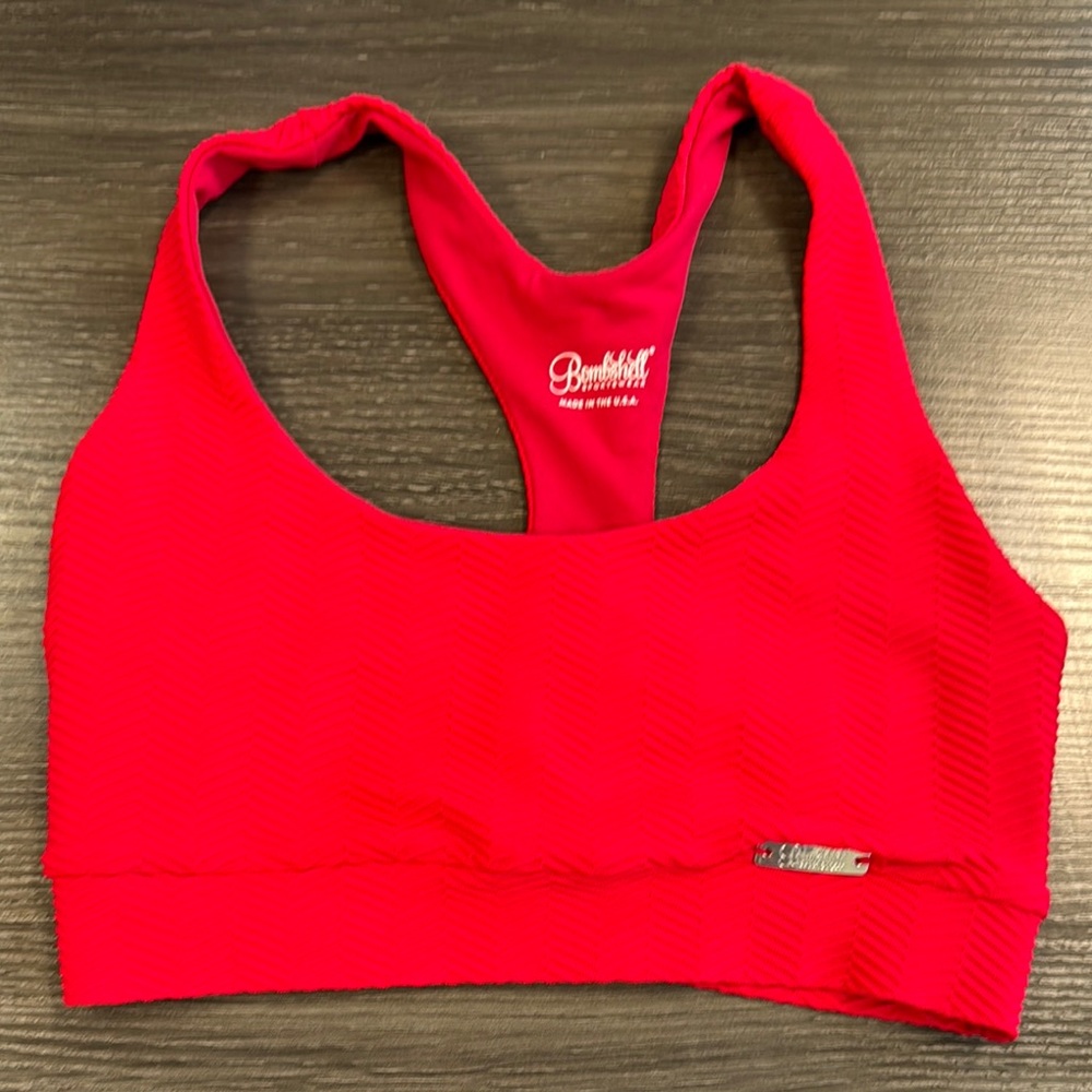 Bombshell Sportswear Flame Red Chevron Racerback Sports Bra